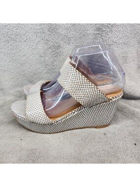 Rowen Shoes Womens Size 8 Tan Leather Slip On Wedge Sandals